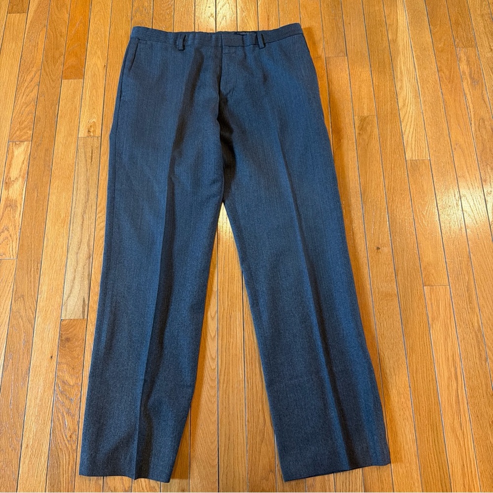 Banana Republic Mens 36x34 Tailored Slim Fit Dress Career Pants Gray Herringbone